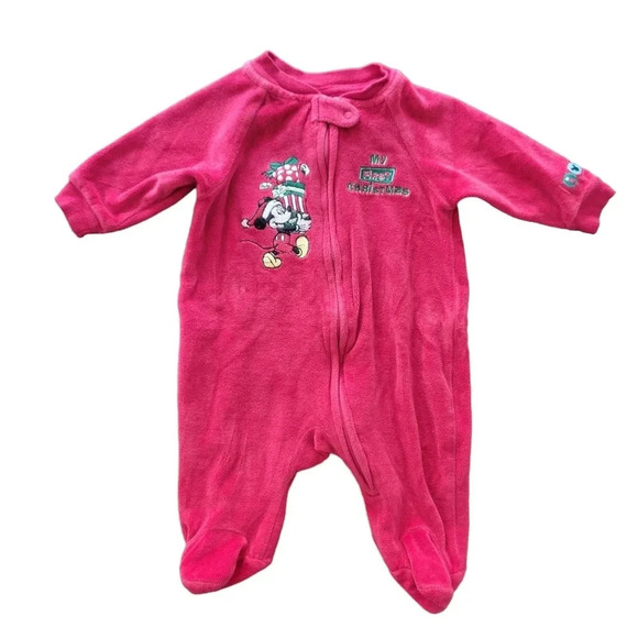 2009 Disney Baby "My First Christmas" Mickey Footie Pajama, Size 0-3mo - Picture 1 of 8
